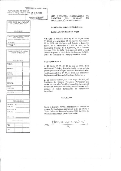 Resolución N° 155, Exenta del 3 de junio de 2010.