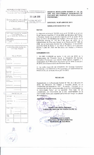 Resolución Exenta N° 164, del 16 de junio de 2010.
