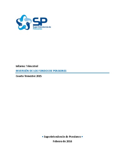 Inversión de los Fondos de  pensiones cuarto trimestre de 2015