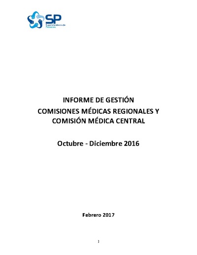 Informe de gestión de Comisiones Médicas, octubre-diciembre 2016