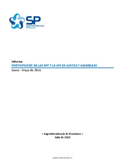 Informe participación de AFP y AFP en juntas, enero a mayo 2016