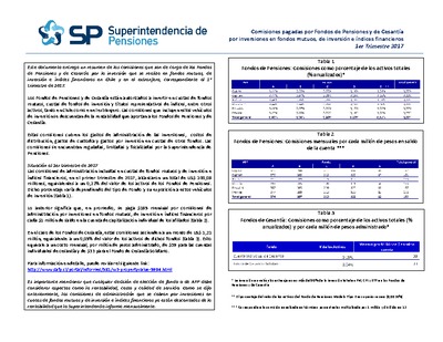 Comisiones pagadas por los fondos de pensiones entre el 1°de enero y el 31 de marzo de 2017.Resumen.