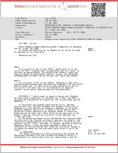 Ley N° 18.225, del 28 de junio de 1983, que dicta normas sobre desafiliación y modifica el Decreto Ley N° 3.500, del 13 de noviembre de 1980.