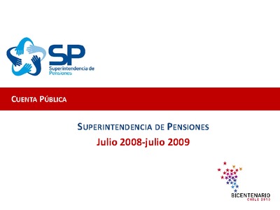 Cuenta Pública Superintendencia de Pensiones Julio 2008-Julio 2009