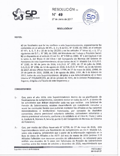 Resolución 049 - MODELO S.A. - 2017