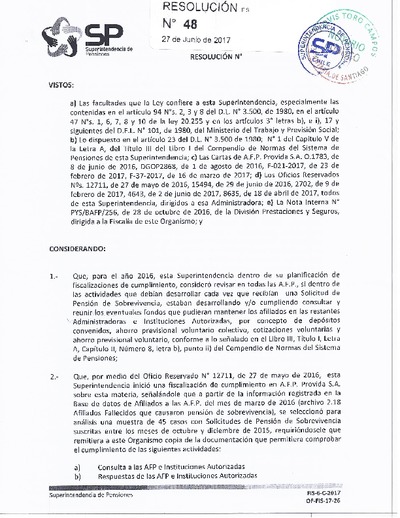 Resolución 048 - PROVIDA S.A. - 2017