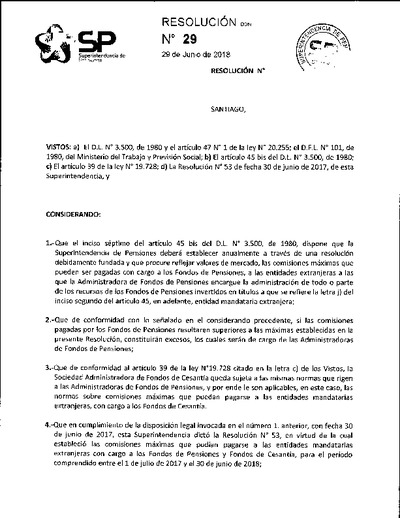 Resolución N°29, del 29 de junio de 2017