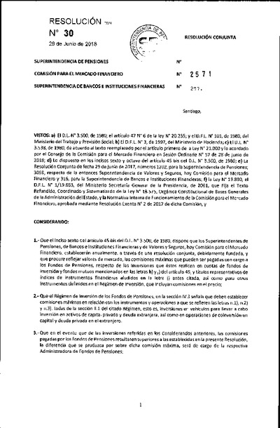 Resolución N° 30, del 29 de junio de 2018