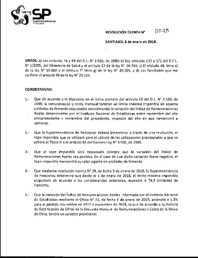 Resolución Exenta N° 0045, del 9 de enero de 2019