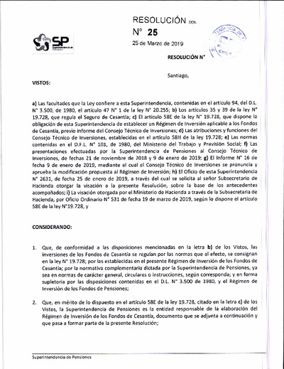 Régimen de inversión de los Fondos de Cesantía
