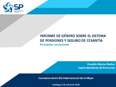 Presentación: Informe de Género sobre el Sistema de Pensiones y el Seguro de Cesantía