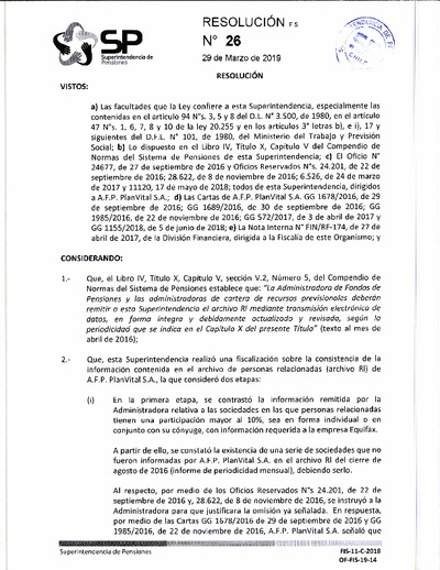 Resolución N° 026 / 2019