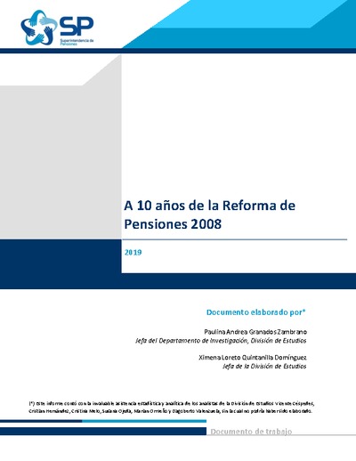 Informe: A 10 años de la Reforma de Pensiones 2008