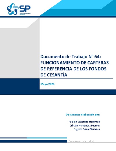 Documento de Trabajo N° 64: Funcionamiento de Carteras de Referencia de los Fondos de Cesantía