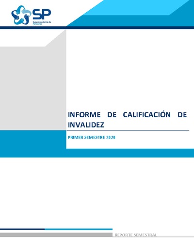 Informe de Calificación de Invalidez, primer semestre 2020