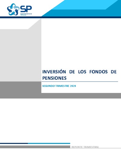 Inversión de los Fondos de Pensiones, segundo trimestre 2020