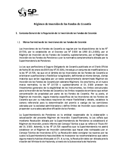 Régimen de inversión vigente a partir del 21 de abril de 2021