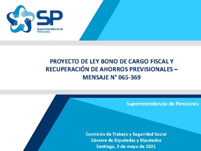 Proyecto de ley bono de cargo fiscal y recuperación de ahorros previsionales-Mensaje N° 065-369