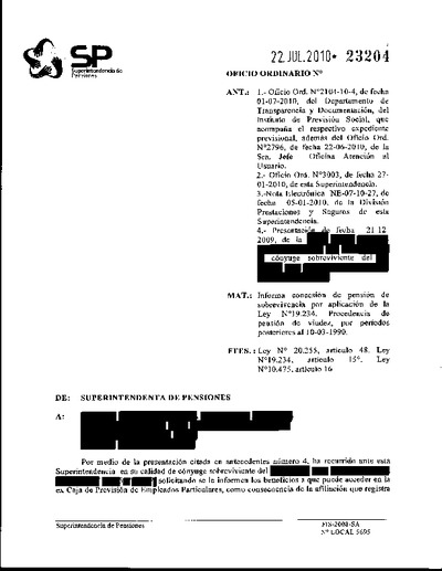 Oficio Ordinario Nº 23204, del 22 de julio de 2010