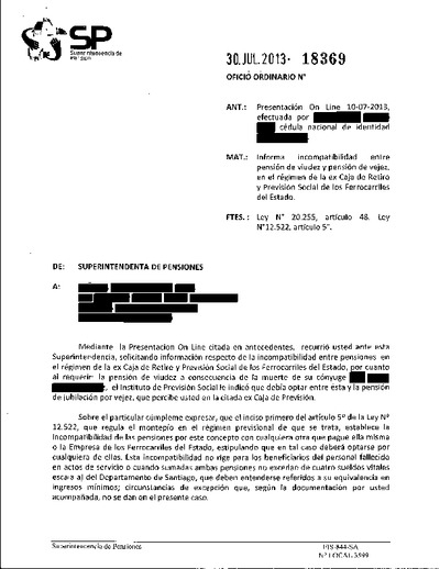 Oficio Ordinario Nº 18369, del 30 de julio de 2013