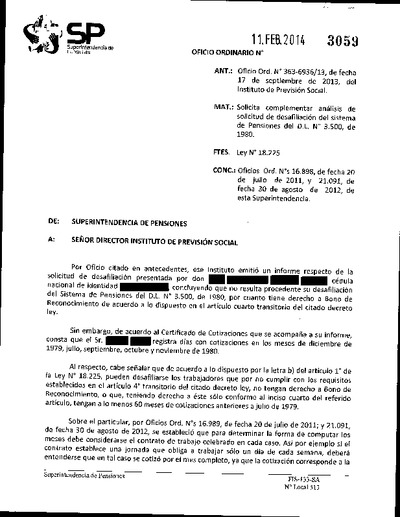 Oficio Ordinario Nº 3059, del 11 de febrero de 2014