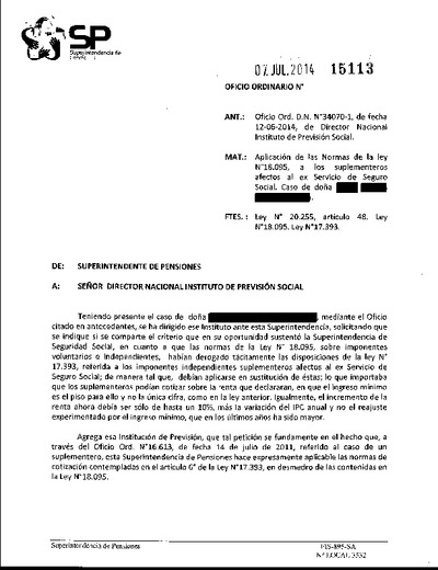 Oficio Ordinario Nº 15113, del 7 de julio de 2014