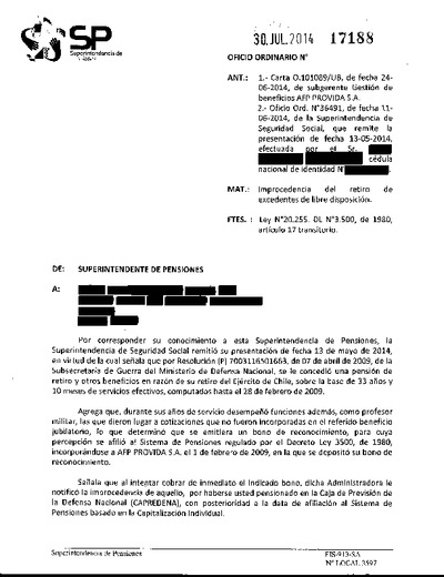 Oficio Ordinario Nº 17188, del 30 de julio de 2014