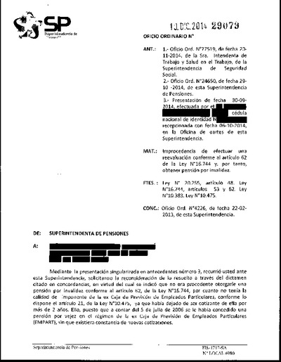 Oficio Ordinario Nº 29079, del 10 de diciembre de 2014