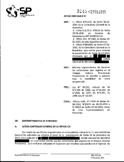 Oficio Ordinario Nº 3149, del 12 de febrero de 2015