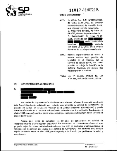 Oficio Ordinario Nº 11017, del 18 de mayo de 2015