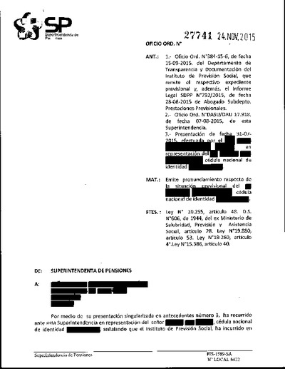Oficio Ordinario Nº 27741, del 24 de noviembre de 2015
