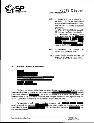 Oficio Ordinario Nº 28575, del 2 de diciembre de 2015