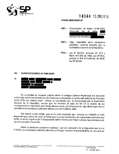 Oficio Ordinario Nº 14344, del 13 de junio de 2016