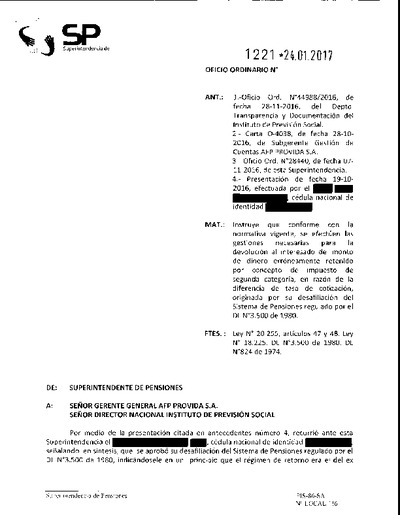 Oficio Ordinario Nº 1221, del 24 de enero de 20