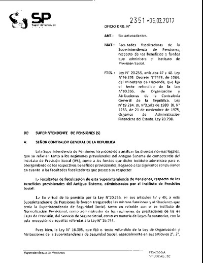 Oficio Ordinario Nº 2351, del 6 de febrero de 2017