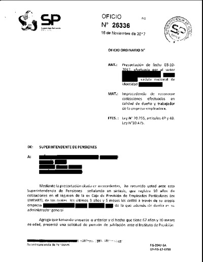 Oficio Ordinario Nº 26336, del 16 de noviembre de 2017