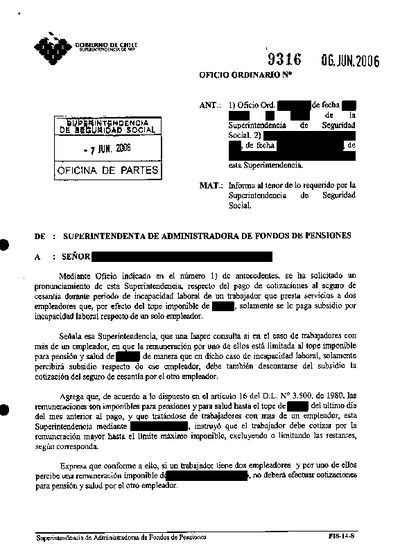 Oficio Ordinario Nº 9316, del 6 de junio de 2006