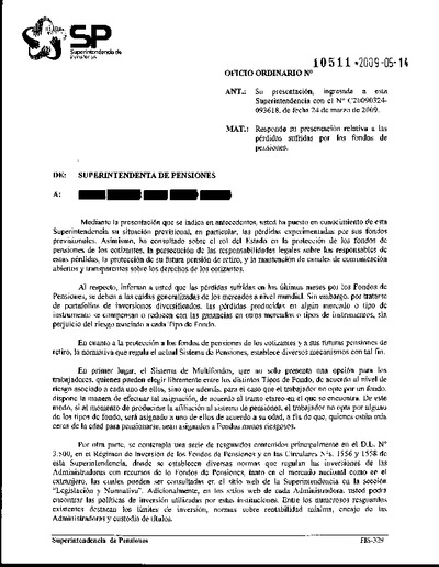 Oficio Ordinario Nº 10511, del 14 de mayo de 2009
