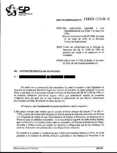 Oficio Ordinario Nº 13692, del 12 de junio de 2009