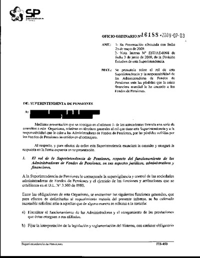 Oficio Ordinario Nº 16188, del 3 de julio de 2009