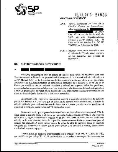 Oficio Ordinario Nº 21936, del 6 de julio de 2010