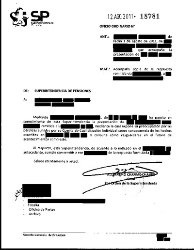 Oficio Ordinario Nº 18781, del 12 de agosto de 2011