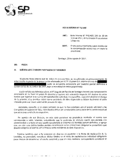 Nota Interna N° 546, del 25 de agosto de 2011