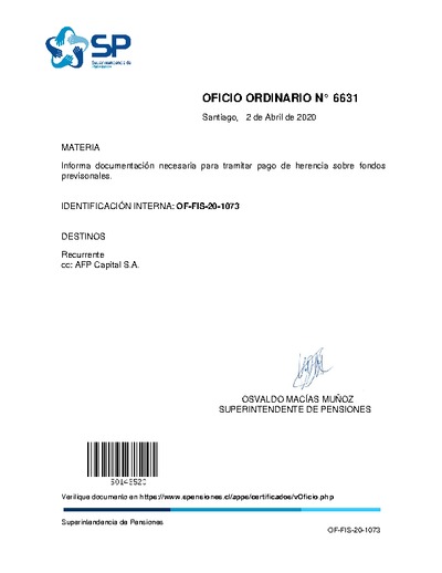 Oficio Ordinario N° 6631, del 2 de abril de 2020