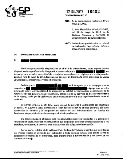 Oficio Ordinario N° 16532, del 12 de julio de 2012
