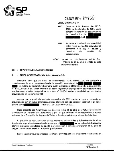 Oficio Ordinario Nº 27755, del 26 de noviembre de 2014