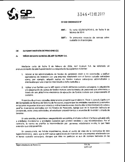 Oficio Ordinario Nº 3346, del 17 de febrero de 2017