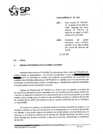 Nota Interna N° 301, del 15 de junio de 2017