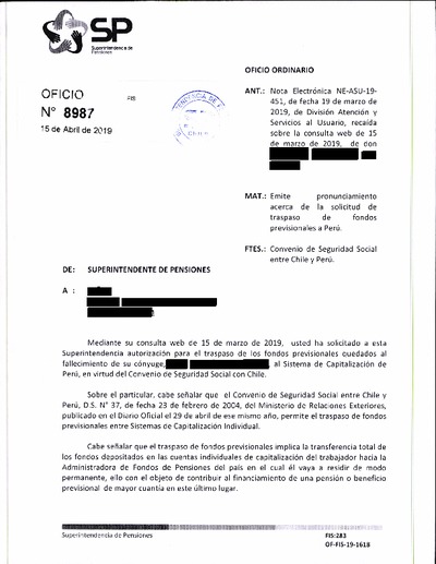 Oficio Ordinario Nº 8987, del 15 de abril de 2019