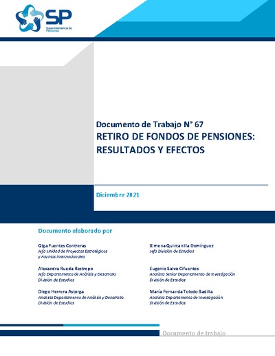 Documento de Trabajo N° 67: Retiro de fondos de pensiones: Resultados y efectos